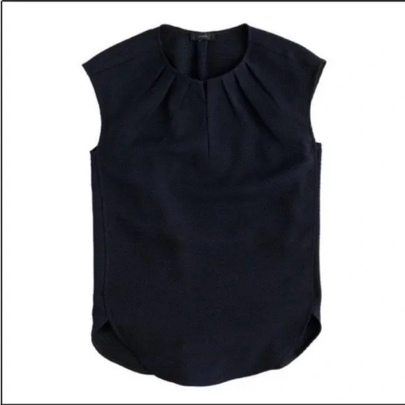 J Crew Tunic Blouse Dark Navy Honeycomb Cocoon Casual career Size 6 - Picture 2 of 10